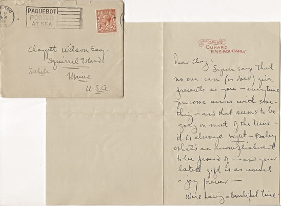 A personal letter from Alfred Lunt to Claggett Wilson