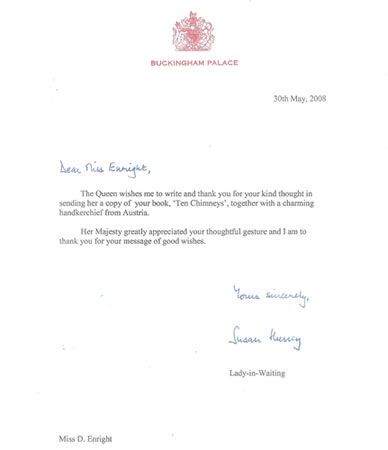 A thank you note from Buckingham Palace.