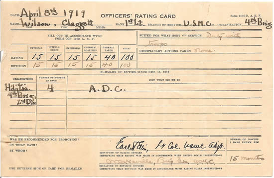 Claggett Wilson War Service document