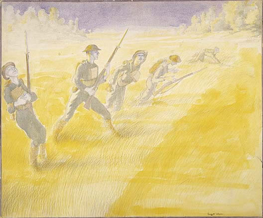 First Attack on the Bois De Belleau, Marines Advancing, June 6, 1918 by Claggett Wilson